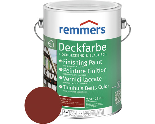 Peinture couvrante pour bois Remmers bordeaux 2.5 l Remmers Peinture Finition, très couvrante et élastique, rouge brun, pot de 2,5 litres