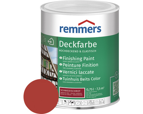 Peinture couvrante pour bois Remmers rouge suède 750 ml Remmers peinture couvrante, rouge suédois, boîte de 0,75 litre