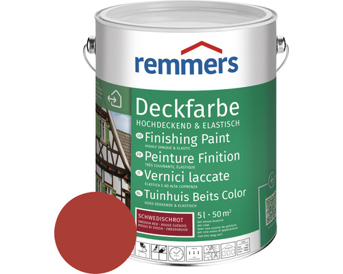 Peinture couvrante pour bois Remmers rouge suède 5 l Remmers peinture couvrante en pot, rouge suédois, 5 litres