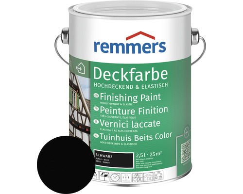 Peinture couvrante pour bois Remmers noir 2.5 l Remmers peinture de finition noire en bidon de 2,5 litres, adaptée pour 25 mètres carrés