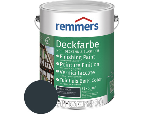 Peinture couvrante pour bois Remmers gris anthracite 5 l Remmers Peinture Finition gris anthracite en pot de 5 litres