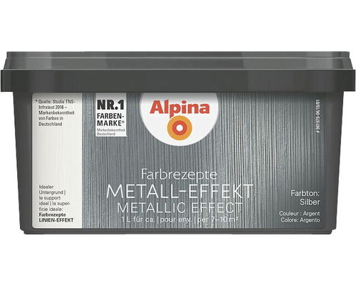 Alpina Farbrezepte Effektlasur Metall-Effekt silber 1 l Alpina Farbe Metallic Effekt Silber, 1 Liter