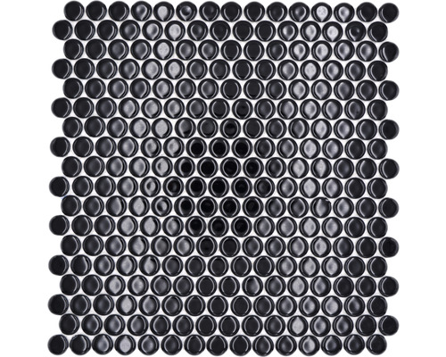 Keramikmosaik Knopf 890N Knopf uni schwarz glänzend 32x30,5cm