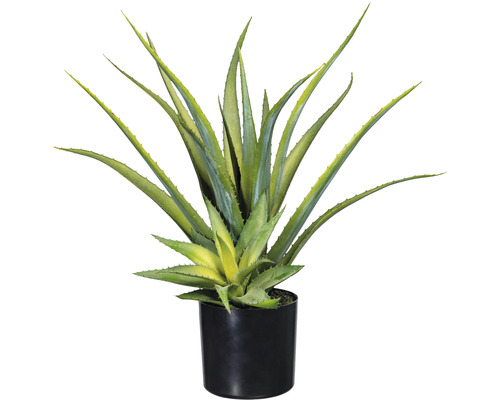 Plante artificielle Aloe en pot noir H 48 cm vert