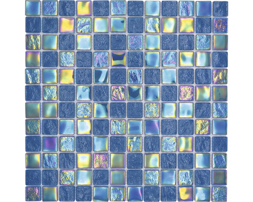 Glasmosaik CM S363 Quadrat Crystal mix Shell AZURE 25 30,4x30,4cm