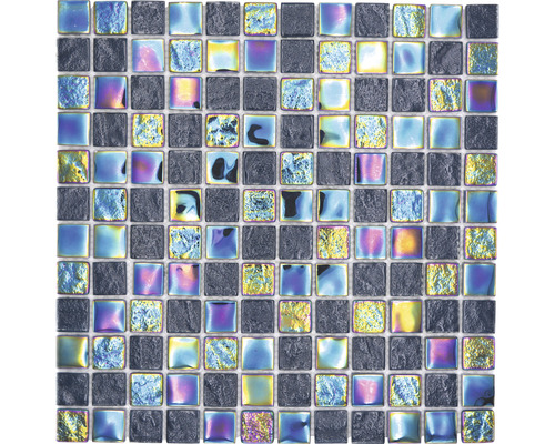 Mosaïque de verre CM S265 carré Crystal mix Shell SAPHIRE 25 30,4x30,4cm