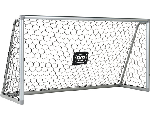 But de football avec filet et cadre argenté