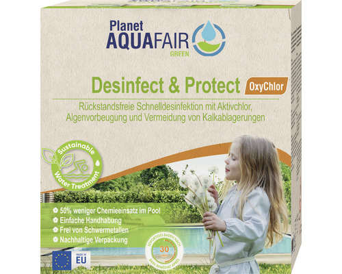 Produit chimique de désinfection pour piscine Aqua Fair 2,2 kg Planet Aquafair Green Désinfectant et protection pour piscines