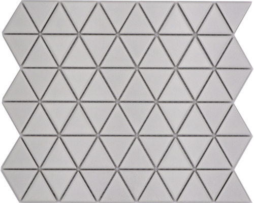Keramikmosaik CG TR 41 Dreieck uni weiss matt 25,2x29,1cm Dreieckige Fliesenmatte zur Wandgestaltung