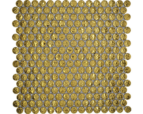 Mosaïque céramique bouton GO86 bouton uni gold martelé 31,5x31cm