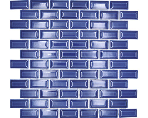 Mosaïque céramique CBK 114 Brick Bond Diamond uni bleu cobalt 30x30cm