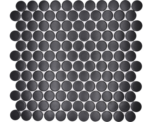 Mosaïque céramique bouton 92G bouton uni noir mat 31,2x33cm