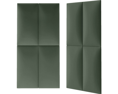 Zwei schallabsorbierende Wandpaneele, bestehend aus vier quadratischen Teilen