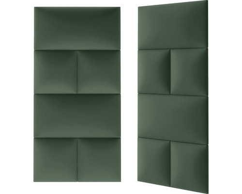 Zwei grüne Akustikpaneele mit rechteckigen Elementen