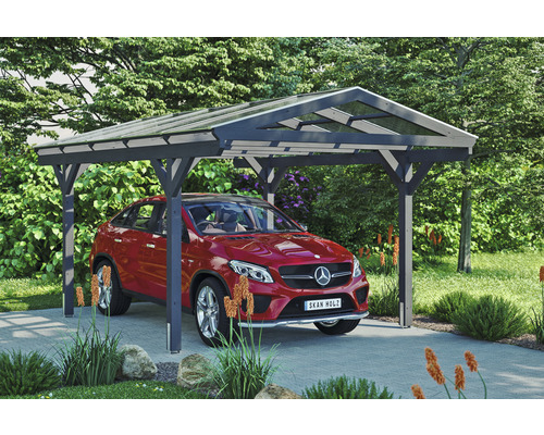 Carport individuel SKAN HOLZ Westerwald avec ancre de poteau 362 x 541 cm ardoise Carport individuel SKAN HOLZ Westerwald avec ancre de poteau 362 x 541 cm ardoise