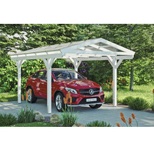 Carport aus Holz mit Auto