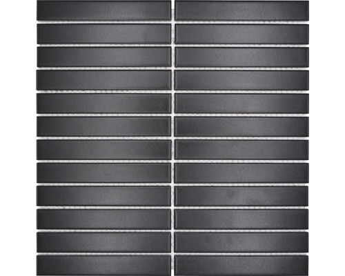 Mosaïque céramique CG ST 260 bâtonnets uni noir mat 29,6x30cm Mosaïque avec éléments rectangulaires allongés