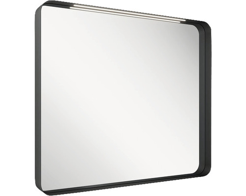 Miroir de salle de bains LED RAVAK Strip I lxhxé 50x70x6,5 cm noir Miroir rectangulaire avec éclairage pour la salle de bain