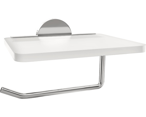 Dérouleur de papier toilette REIKA Saku avec tablette chrome brillant 81002311 Porte-papier toilette avec tablette