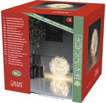 Verpackung einer LED Dekoleuchte für den Innenbereich mit warmweissem Licht und transparentem Kabel