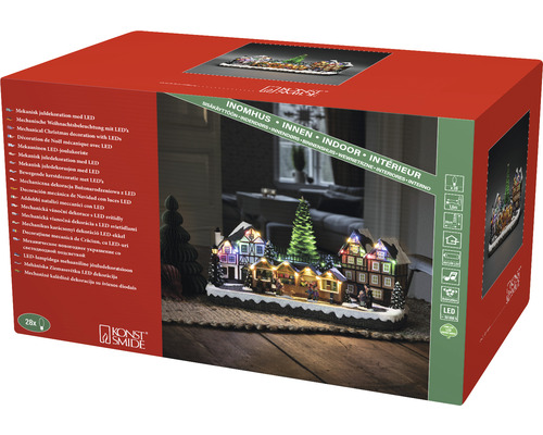 Verpackung einer mechanischen Weihnachtsdekoration mit LEDs der Marke Konstsmide