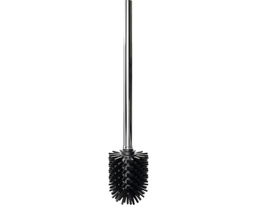 REIKA WC-Bürste SAKU/SAGA Ø 7,38 cm WC-Bürstenkopf aus Silikon chrom glänzend Toilettenbürste mit Stahlgriff und schwarzem Bürstenkopf