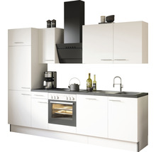 Cuisine intégrée claire avec des éléments et des appareils noirs