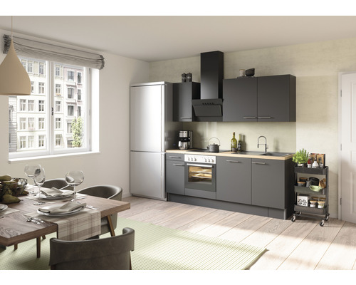 Cuisine complète sans appareils Optifit OPTIkoncept Ingvar420 anthracite largeur 210 cm KCIN 218OE-8+