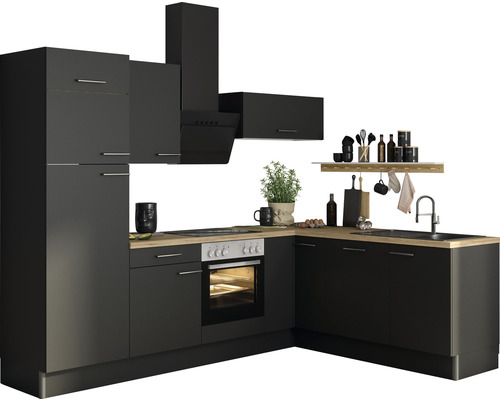 Cuisine d'angle sans appareils Optifit OPTIkoncept Ingvar420 anthracite largeur 270x200 cm variante gauche KCIN 2720LOE-8+