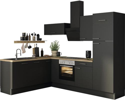 Cuisine d'angle sans appareils Optifit OPTIkoncept Ingvar420 anthracite largeur 200x270 cm variante droite KCIN 2720ROE-8+