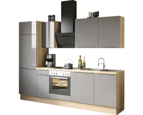 Cuisine complète sans appareils Optifit OPTIkoncept Linus984 anthracite/chêne sauvage largeur 270 cm KCLI 2708OE-8+