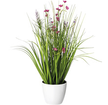 Fleurs de prairie artificielles en pot blanc