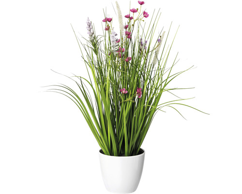 Kunstpflanze Blüten Gras Mix H 46 cm rosa