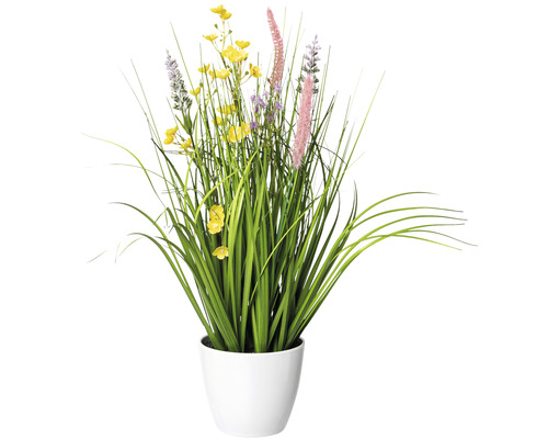 Kunstpflanze Blüten Gras Mix H 46 cm gelb