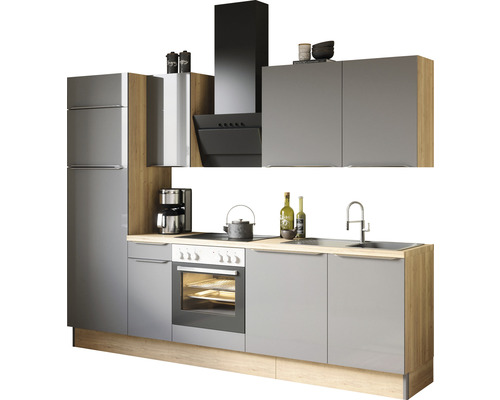 Cuisine complète sans appareils Optifit OPTIkoncept Linus984 anthracite/chêne sauvage largeur 270 cm KCLI 2728OE-8+