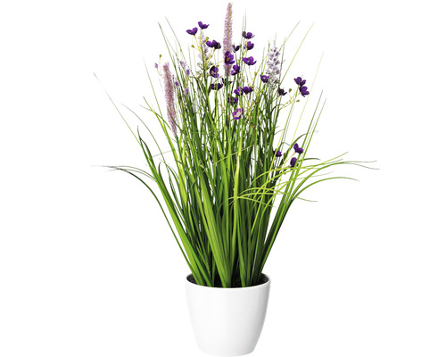 Plante artificielle Fleurs Herbe Mix H 46 cm lilas