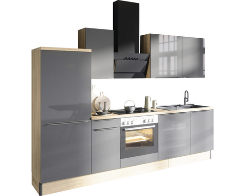 Cuisine complète sans appareils Optifit OPTIkoncept Linus984 anthracite/chêne sauvage largeur 270 cm KCLI 2748OE-8+