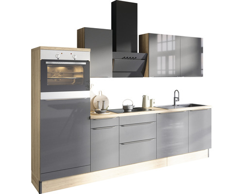 Cuisine complète sans appareils Optifit OPTIkoncept Linus984 anthracite/chêne sauvage largeur 270 cm KCLI 2768OE-8+