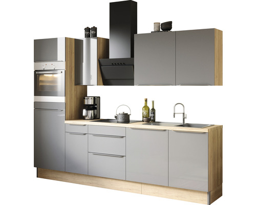 Cuisine complète sans appareils Optifit OPTIkoncept Linus984 anthracite/chêne sauvage largeur 270 cm KCLI 2788OE-8+