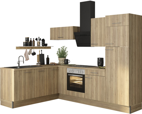 Cuisine d'angle sans appareils Optifit OPTIkoncept Erik290 chêne sauvage largeur 200x270 cm variante droite KCER 2720ROE-8+