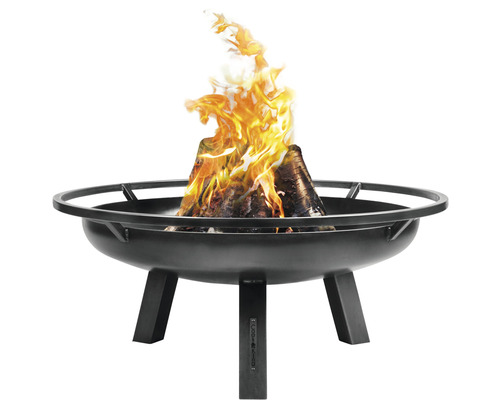 Feuerschale mit Holz und Flammen