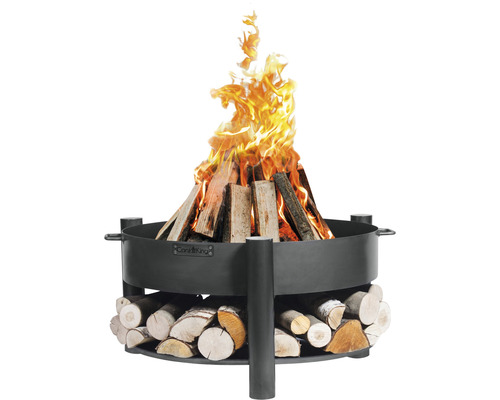 Feuerstelle mit Holz und Flammen