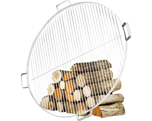 Grille de barbecue ronde avec pile de bois