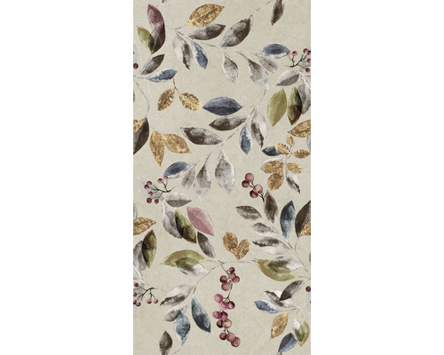 Carreau mural décoratif avec motif de feuilles et de baies