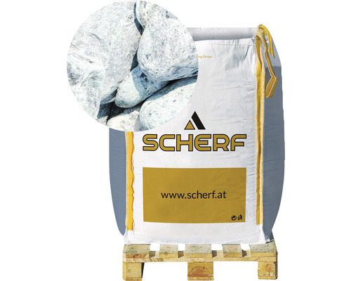 Graviers de marbre Alpes-vert 40-60 mm 1000 kg Bigbag Sac de gravier décoratif sur palette avec gros plan