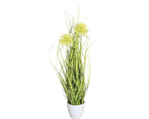 Plante artificielle buisson d'herbe avec fleurs h 50 cm vert