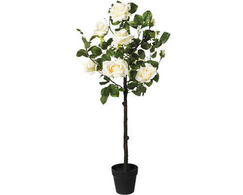 Kunstpflanze Rosenstamm im Topf H 95 cm creme