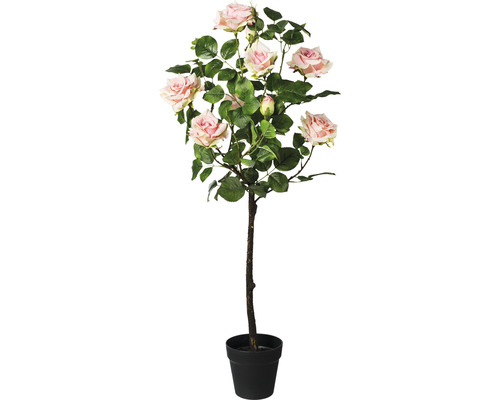 Plante artificielle rosier dans un pot h 95 cm rose