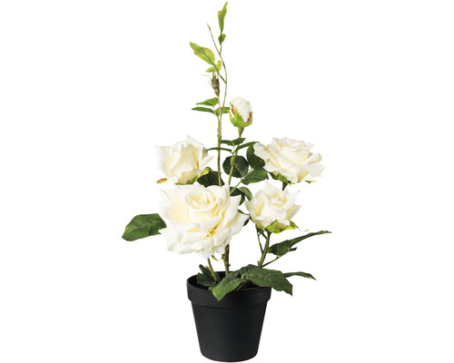 Kunstpflanze Rosenstamm im Topf H 48 cm creme