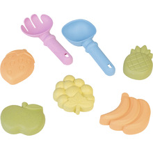 Set de jouets de bac à sable avec râteau, pelle et moules à fruits